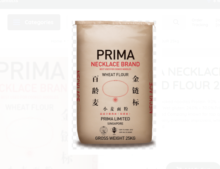 PRIMA NECKLACE BRAND FLOUR 25kg - Siriwan Foods Trading Pte Ltd